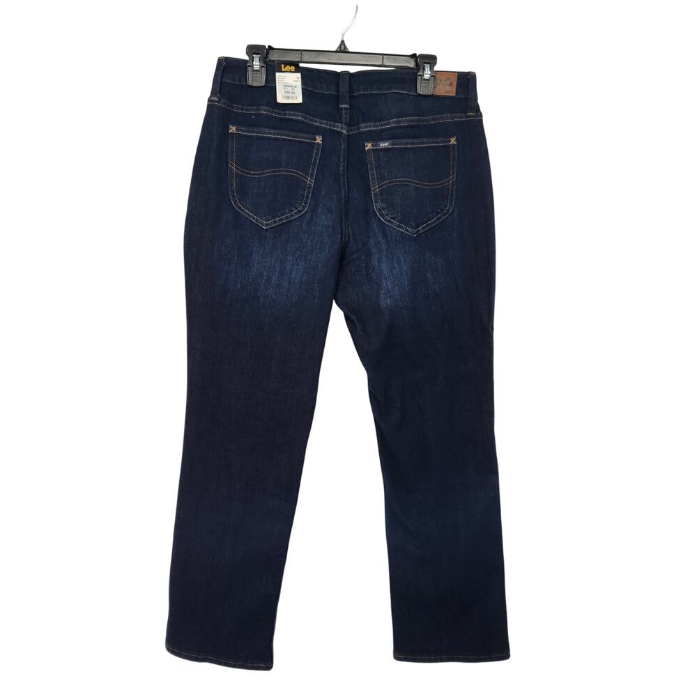 NWT Lee Dark Wash Blue Denim Straight Leg Jeans Women's Short 12